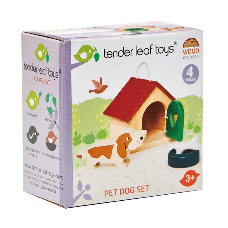 Pet Dog Kennel Set - Wooden - 4pc Set