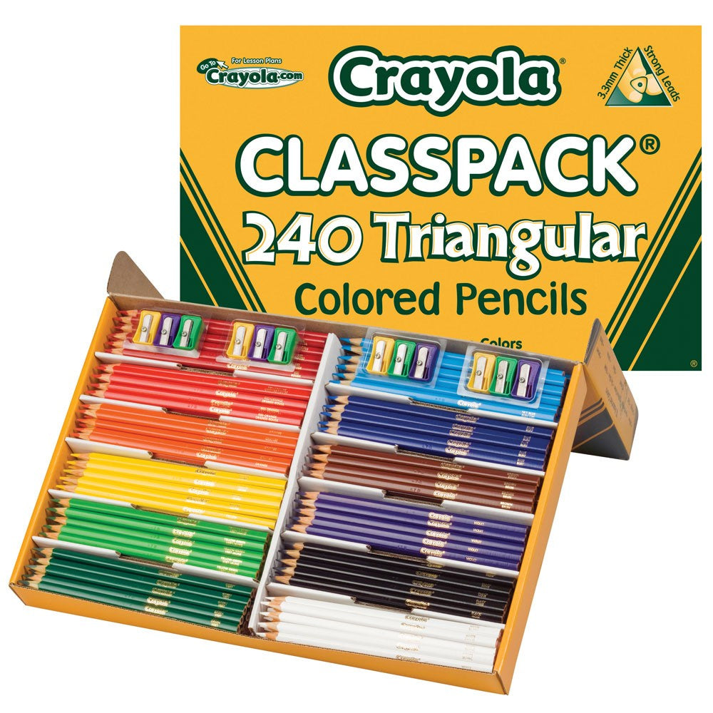Crayola Triangular Coloured Pencils - 240 Box  & 12 Sharpeners