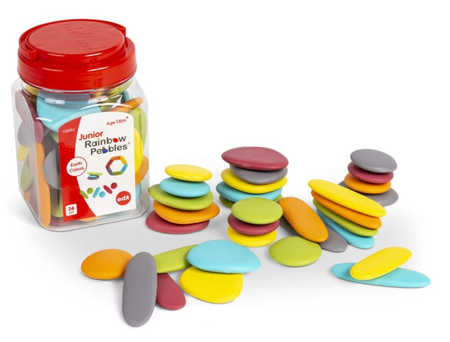 EDX Junior Rainbow Pebbles Earth Colours -  Jar of 36
