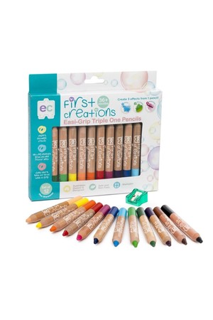 EC- First Creations - Easi-Grip Triple One - Wooden Pencils - Set 12 - Watercolour