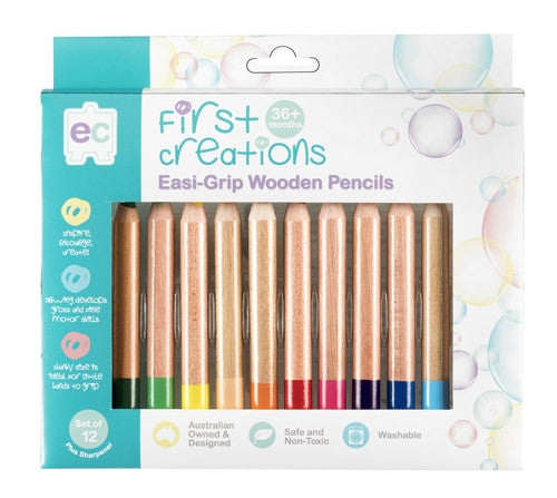EC- First Creations - Easi-Grip Wooden Pencils 12