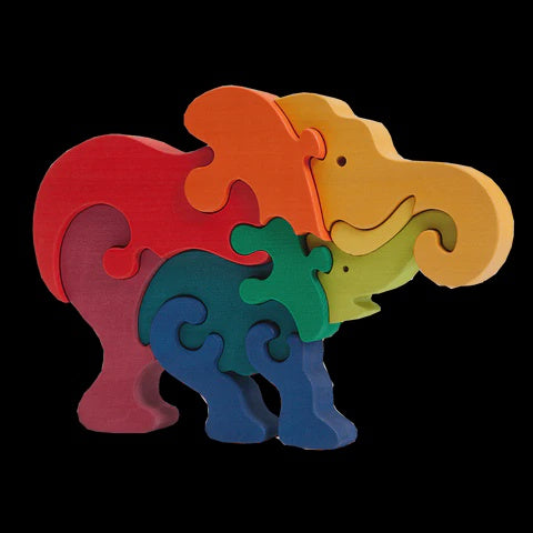 Fauna Puzzle - Elephant Family - Wooden Puzzle