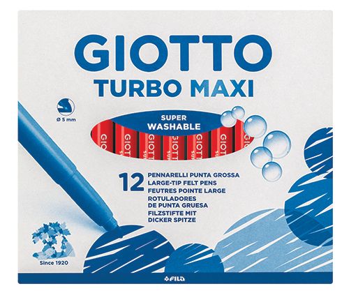 Giotto Children's Thick Markers (Turbo Maxi) - Pack of 12 Red.