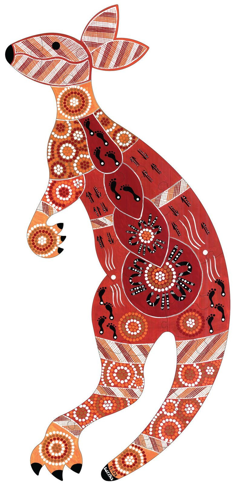 Tuzzles Floor Puzzle Wooden Aboriginal Art Kangaroo