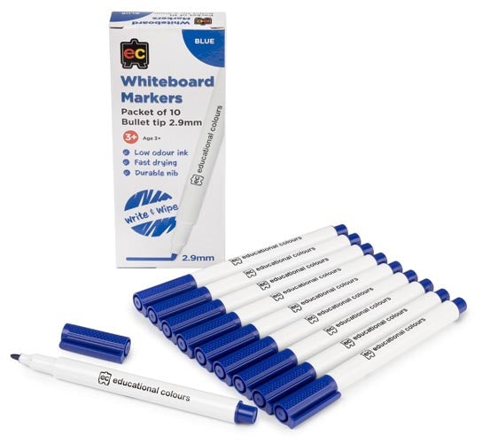 EC Whiteboard Marker Thin - Box of10 Blue