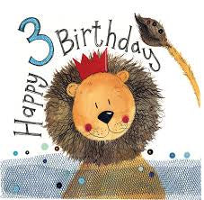 Greeting Card - Alex Clark - 3 Year Old Boy - Birthday - Lion