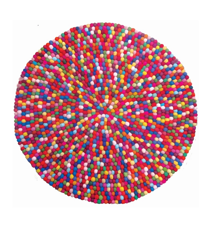 PAPOOSE - Floor Mat - Felt Ball Rug - Rainbow  - 90cm