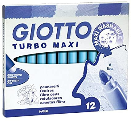 Giotto Children's Thick Markers (Turbo Maxi) - Pack of 12 Sky Blue
