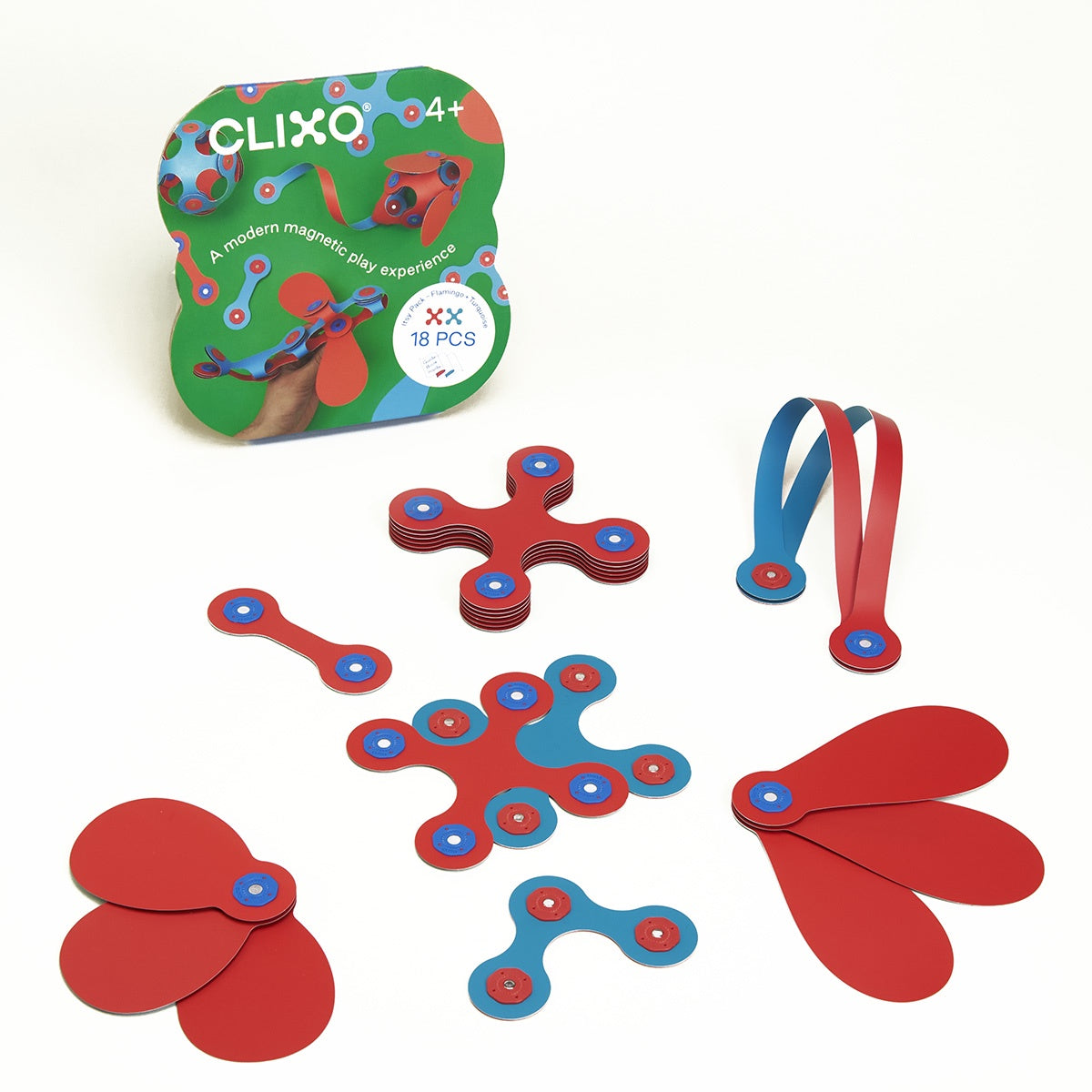Clixo - Itsy Pack - Flamingo / Turquoise - Magnetic Building
