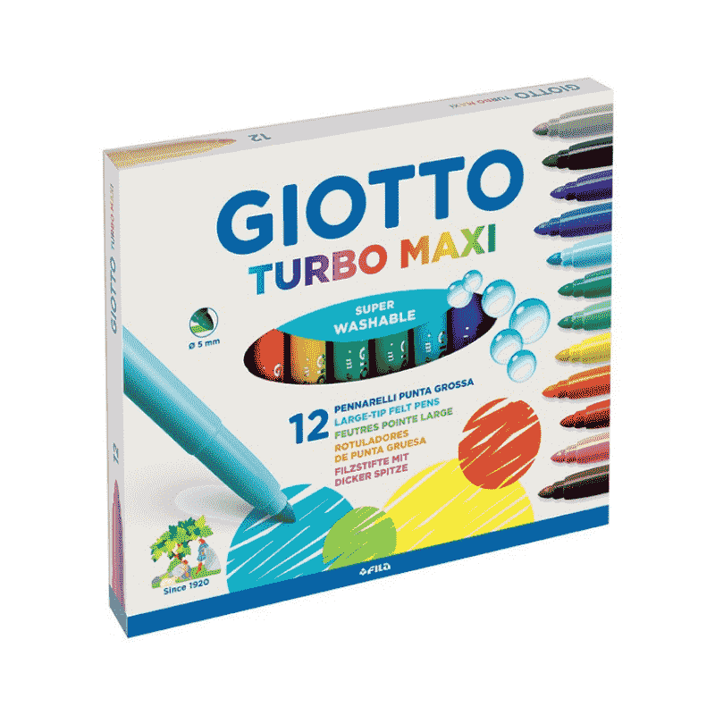 Giotto Children's Thick Markers (Turbo Maxi) - Pack of 12 ASST