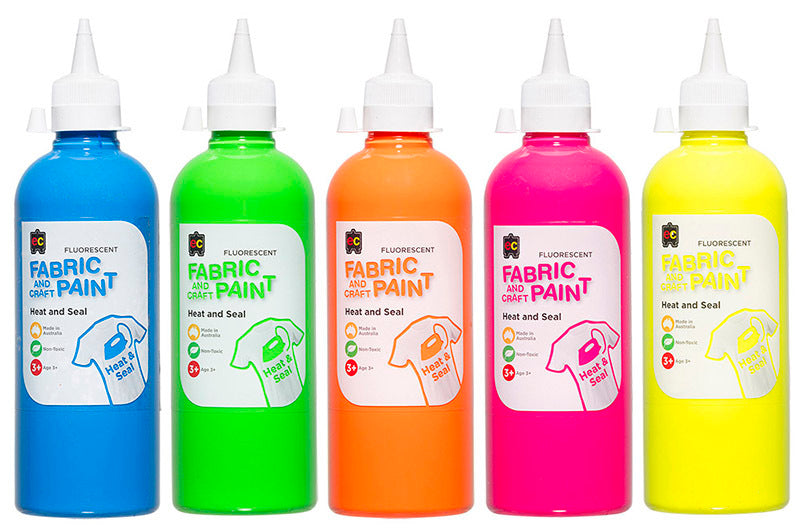 EC Fabric & Craft Paint - 500ml - Fluorescent Set of 5