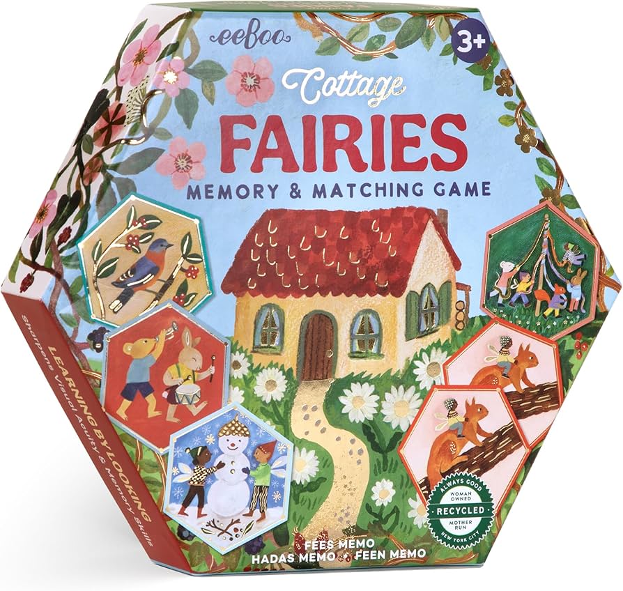 EEBOO Memory Match Game - Cottage Fairies Hexagon