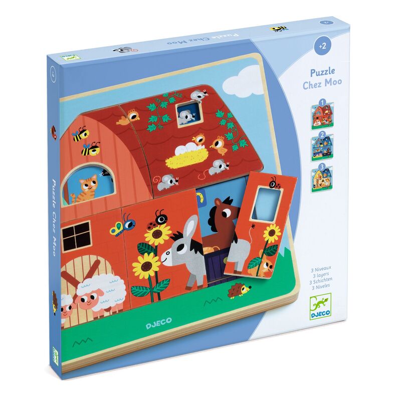 DJECO 3 Layer Barn Wooden Puzzle