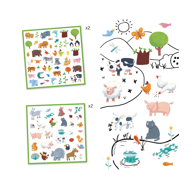 DJECO Stickers Animals - Pack of 160