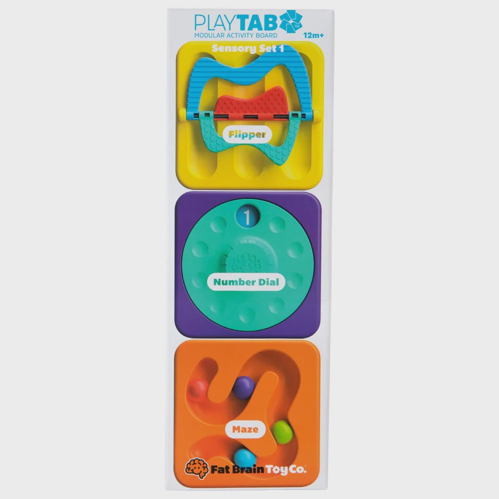 FAT BRAIN TOYS - PlayTab Sensory Set 1 -Flipper, Number Dial, Maze Tile