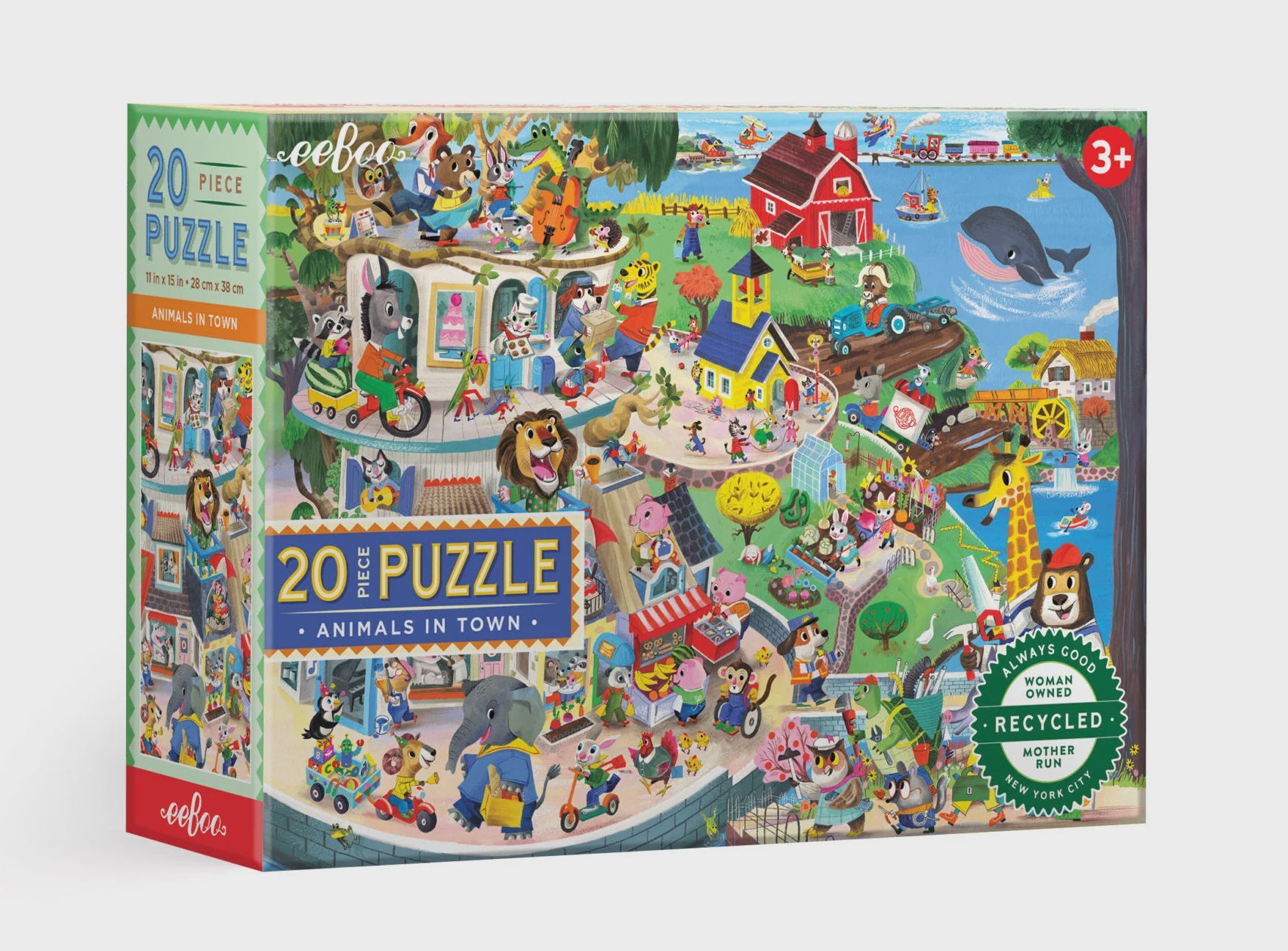 EEBOO - 20 Pc Puzzle – Animals in Town