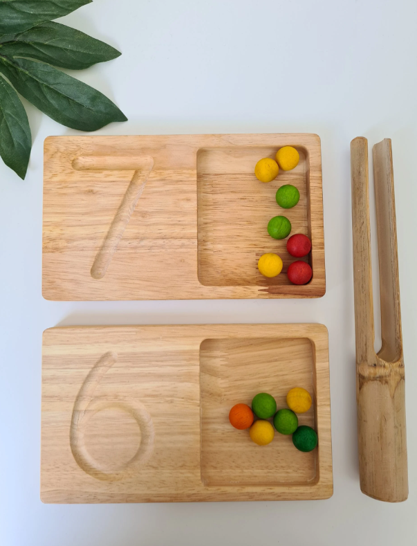 QTOYS Wooden jumbo counting tray Single