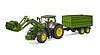 BRUDER - John Deere 7R 350 with frontloader and tandemaxle tipping trailer 3155