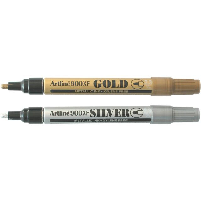 MARKER ARTLINE 900XF PERMANENT 2.3MM BULLET NIB ASST GOLD/SILVER BX12