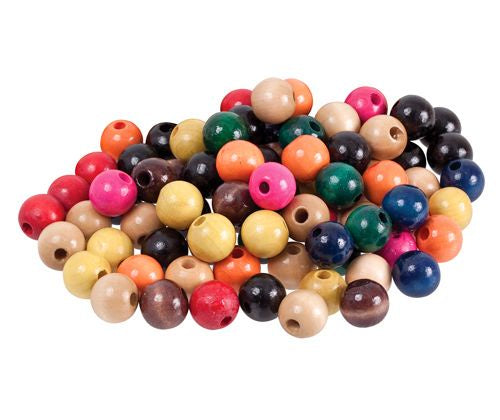 Wooden Beads Coloured Assorted - Round -16mm -Pack of 100