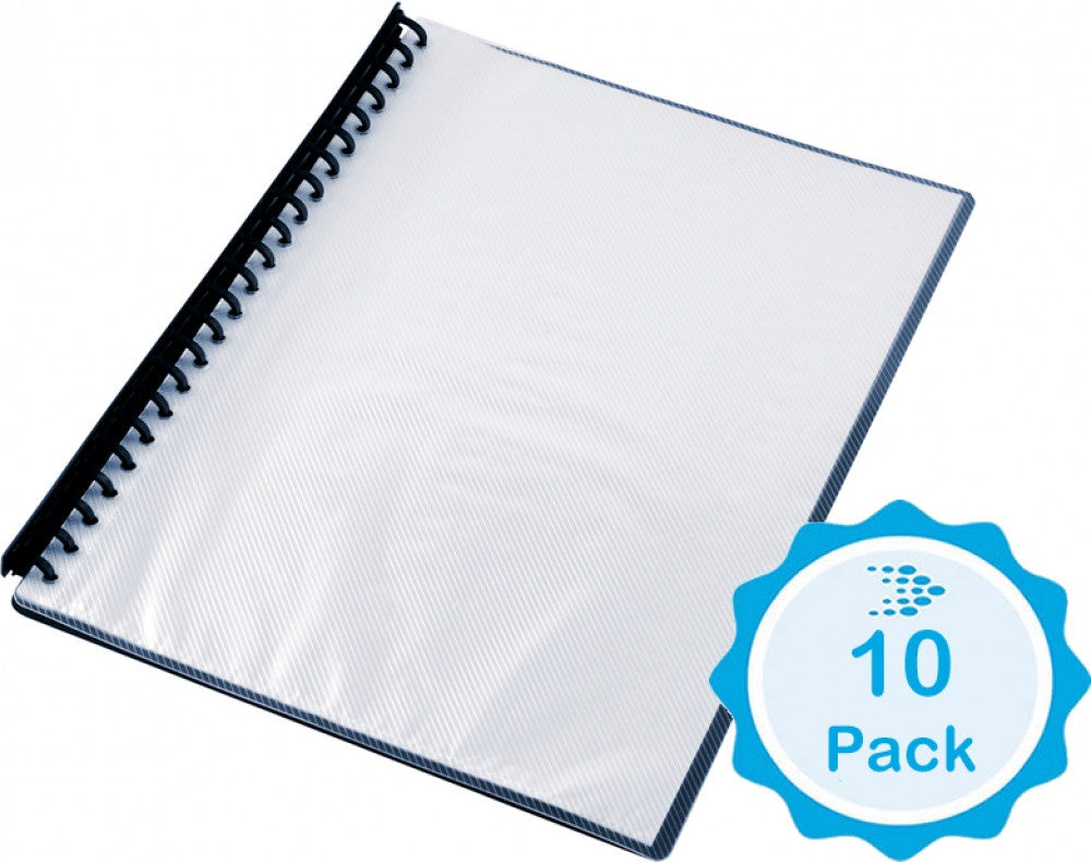 DISPLAY BOOK - Insert Clear Front Black - A4 20 Page Refillable - Box of 10