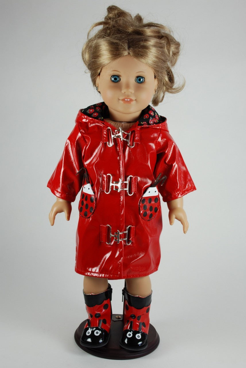 DRESS MY DOLL Ladybug Raincoat