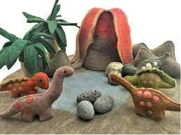 PAPOOSE -  Volcano+3 Lava streams - Felt & Wood - Set of 3