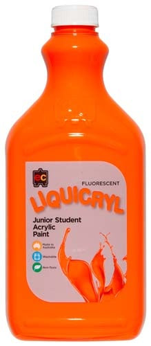 EC Liquicryl Fluorescent Junior Student Acrylic Paint -Orange - 2 Litre