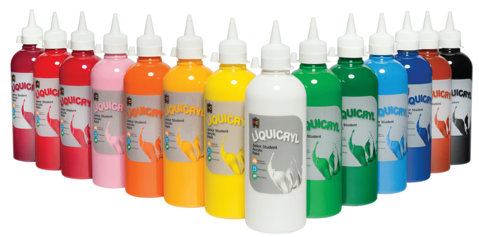 EC Liquicryl Junior Student Acrylic Paint - 500ml - Set of 14